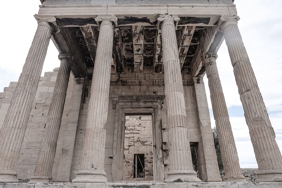 寺院, アクロポリス, アテネ, ギリシャ, 円柱, アンティーク, 寺院の複合体, 興味の場所, 観光, 建築