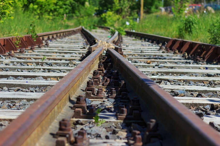 rail, old train track, track bed, threshold, old, rail transportation, track, railroad track, transportation, metal