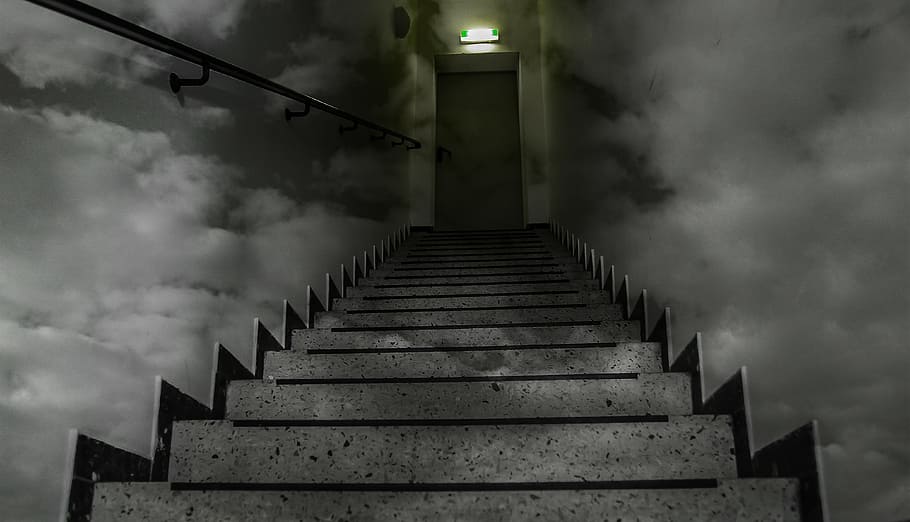 gray concrete stair, stairs, horror, dark, code, ghost, deep web, dark web, abstract, black