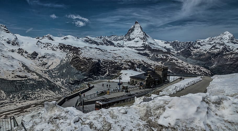 Matterhorn, Europe, Switzerland, Zermatt, alpine, high alps, gornergrat, rack railway, snow, mountain