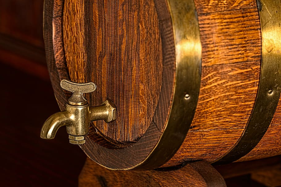 brown, wooden, beer barrel dispenser, beer barrel, keg, cask, oak, barrel, beer, wood