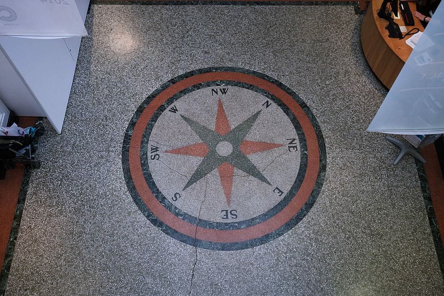 Compass, Points, Points Of The Compass, compass, estrazzo, floor, direction, navigation, directory, orientation, south