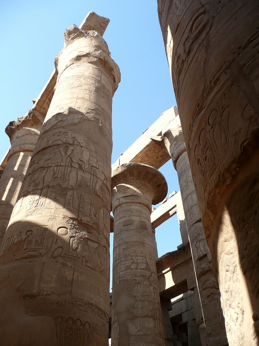 エジプト, 寺院, 円柱, レリーフ, ファラオ, 象形文字, 墓の絵, 王, 古い, 寺院の複合体