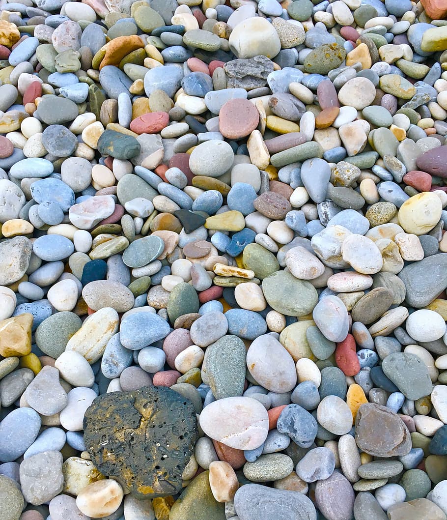 berbagai macam batu kerikil, kerikil, tepi laut, batu, pantai, pantai batu, outdoor, alami, berwarna-warni, batu - objek