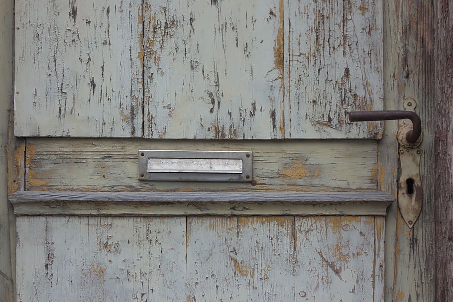 door, mailbox, old, wood, wooden door, antique, front door, goal, input, portal