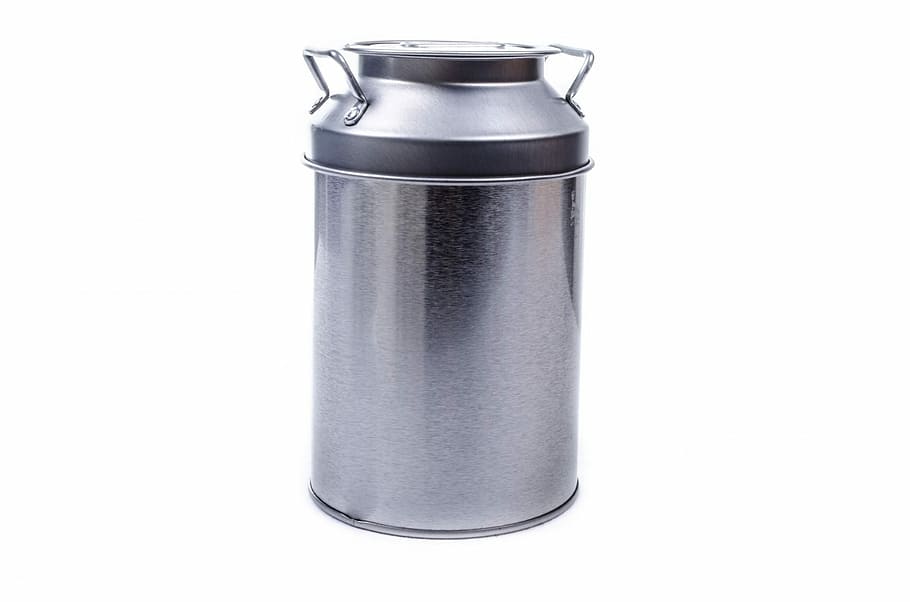 stainless steel container, Milk, Churn, Cans, Cow, Isolated, milk, churn, historical, steel, liquid