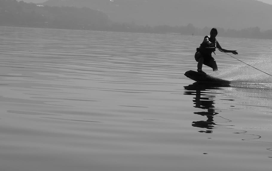 Danau, Air, Navigasi, wakeboarding, bangun, olahraga, perahu, lac du bourget, satu orang, refleksi