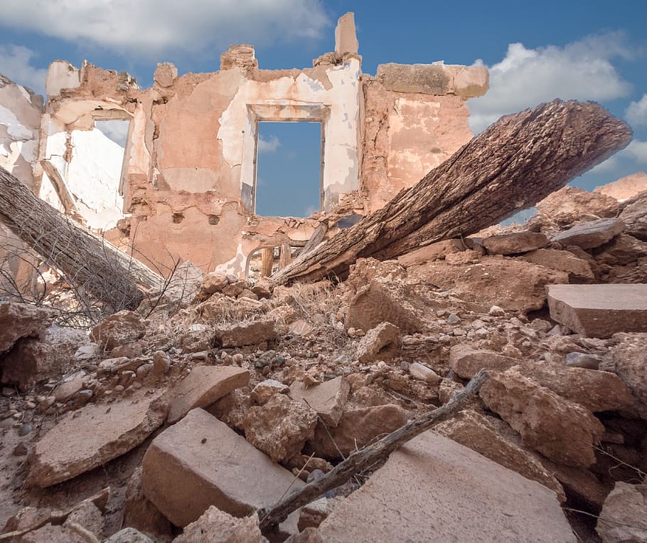 demolished building, war, syria, civil war, devastation, devastated, ruins, demolished, collapsed, architecture