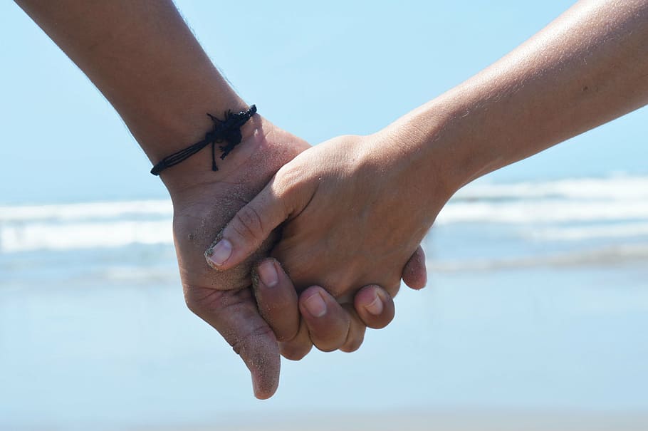 holding, hands, seashore, love, beach, mar, water, sol, litoral, boyfriends
