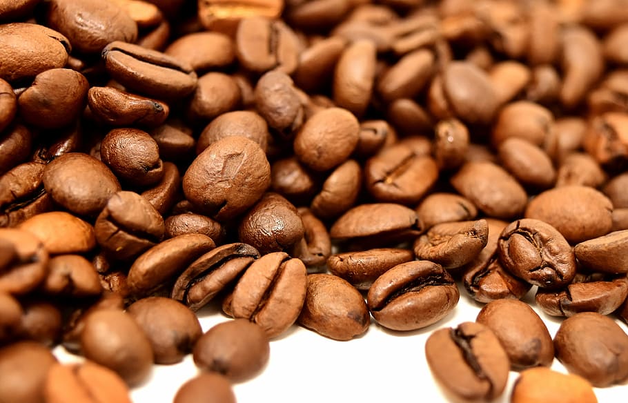 bunch, coffee beans, caffeine, coffee, roasted, aroma, brown, beans, close, delicious