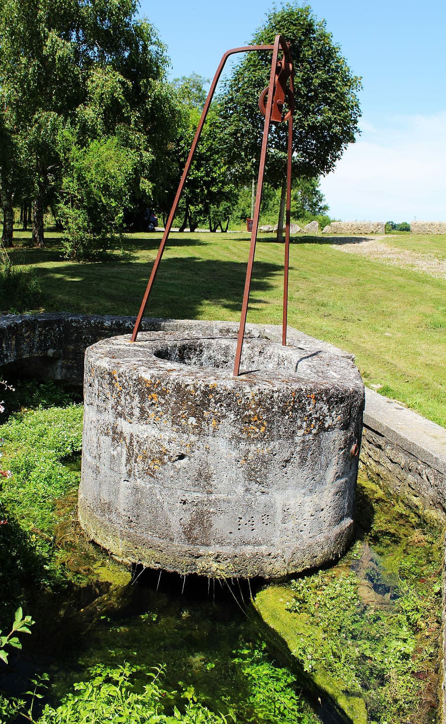Well, Stone, France, Farms, stone well, the farms, charente, water, pre, pulley