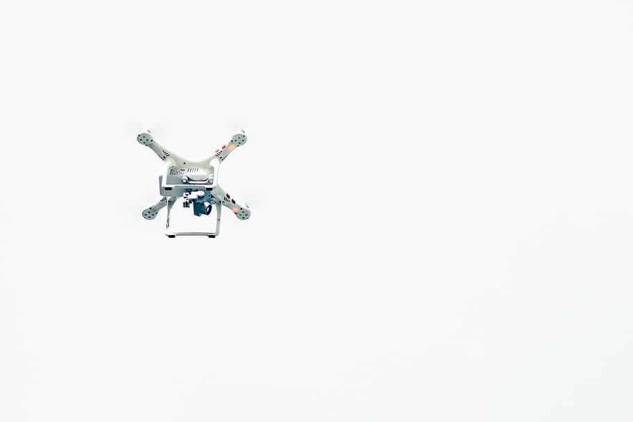 white drone, white, drone, flying, air Vehicle, helicopter, airplane, copter, air, propeller