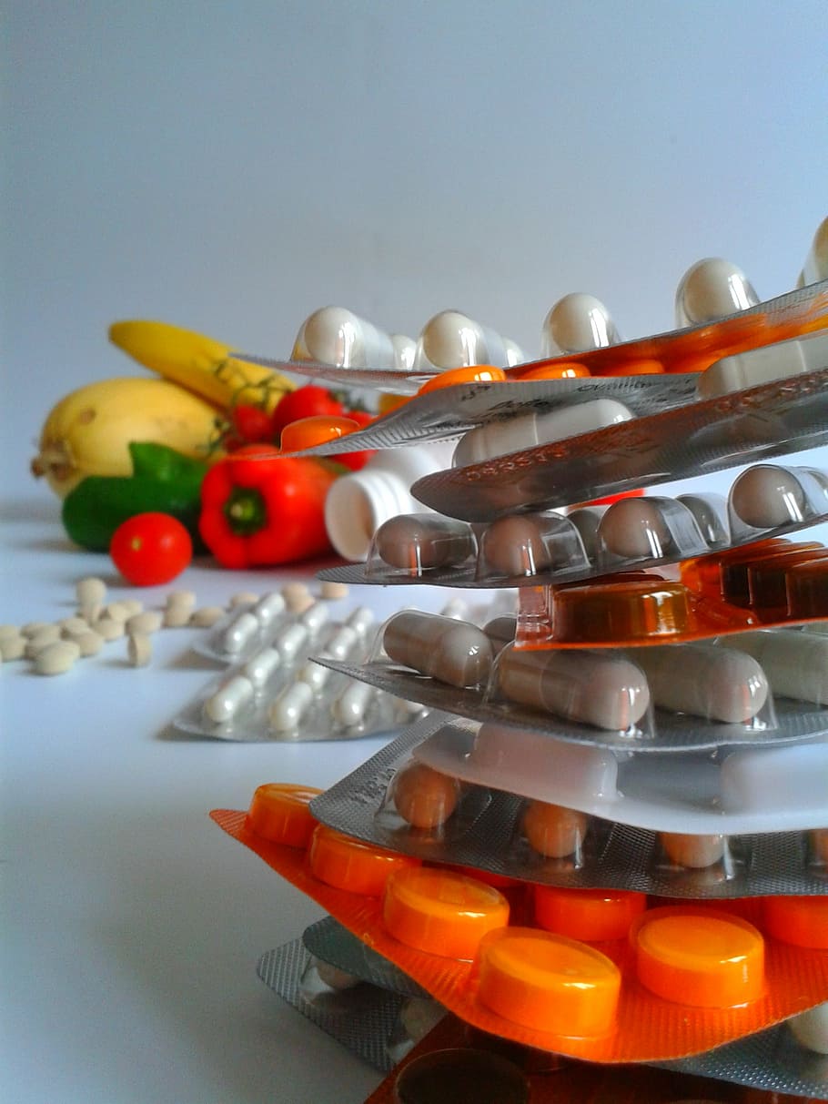 vitamin, tablet, obat, farmasi, manjakan diri Anda, obat-obatan, medis, sayuran, buah, sakit