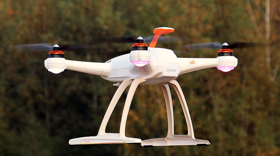 foto, putih, quadcopter, drone, uav, langit, awan, quadrocopter, terbang, robot