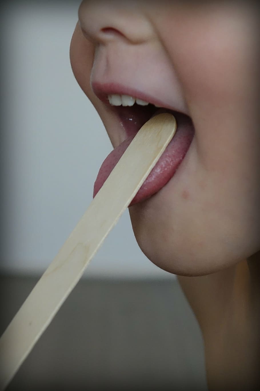 person, sticking, tongue, brown, popsicle, stick, investigation, bless you, medical, doctor