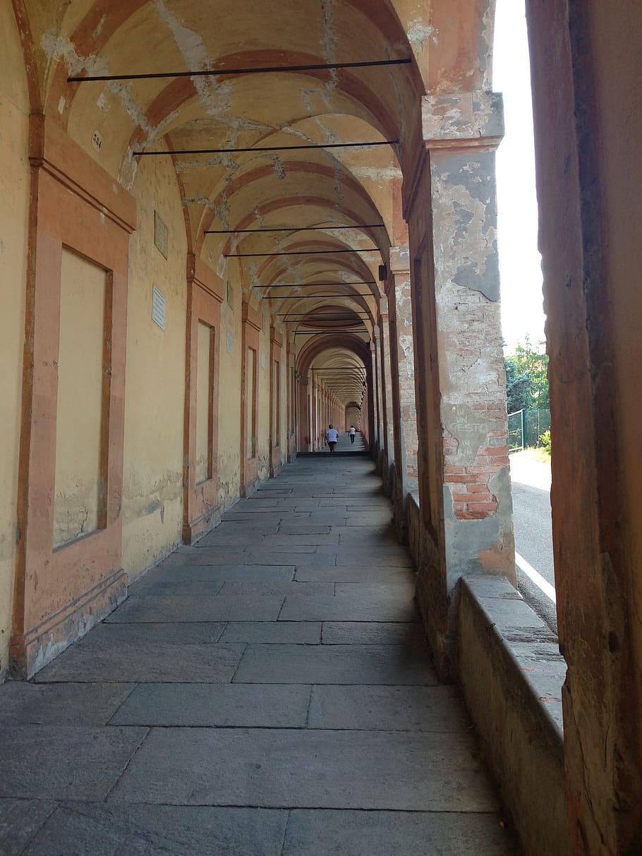 bologna, st luke, portici, italy, art, old, historian, corridor, construction, architecture