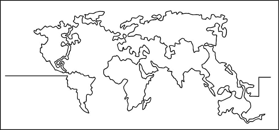 wold map, single line, drawing, sign, design, symbol, sketch, icon, simple, bright