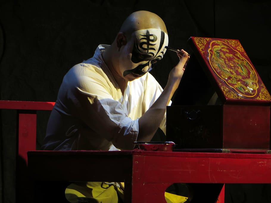 beijing, opera, mask, make up, male, theatre, actor, face, painting, asia