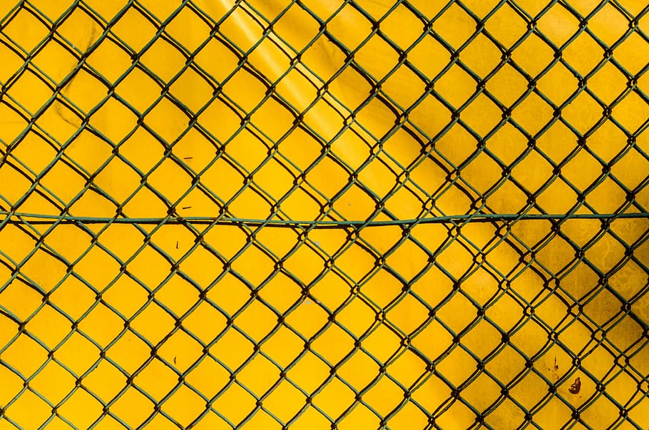 primer plano, foto, negro, cerca de alambre de metal, la cerca, la rejilla, amarillo, cerca de alambre, modelo, textura