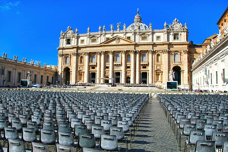 gray metal chairs, europe, italian, rome, vatican, historical, government, architecture, politics, clear sky
