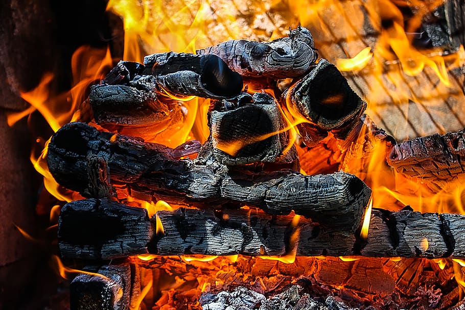 fire, fireplace, flame, burn, heat, hot, campfire, smoke, wood, glow