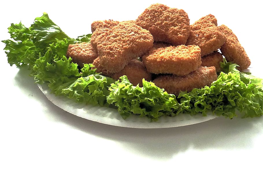 cooked, green, vegetable, Chicken Nuggets, Poultry, Meat, Food, poultry, meat, chicken, poultry meat