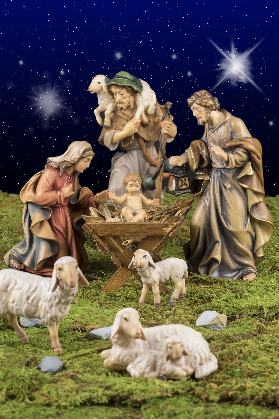 domba, hewan, schäfchen, natal, dilahirkan kembali, domba muda, schäfer, yesus, maria, josef