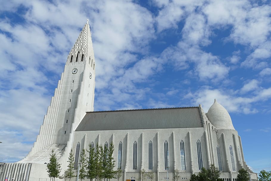 Reykjavik, Gereja, Hallgrímskirkja, tempat menarik, arsitektur, tengara, putih, islandia, menara, modal