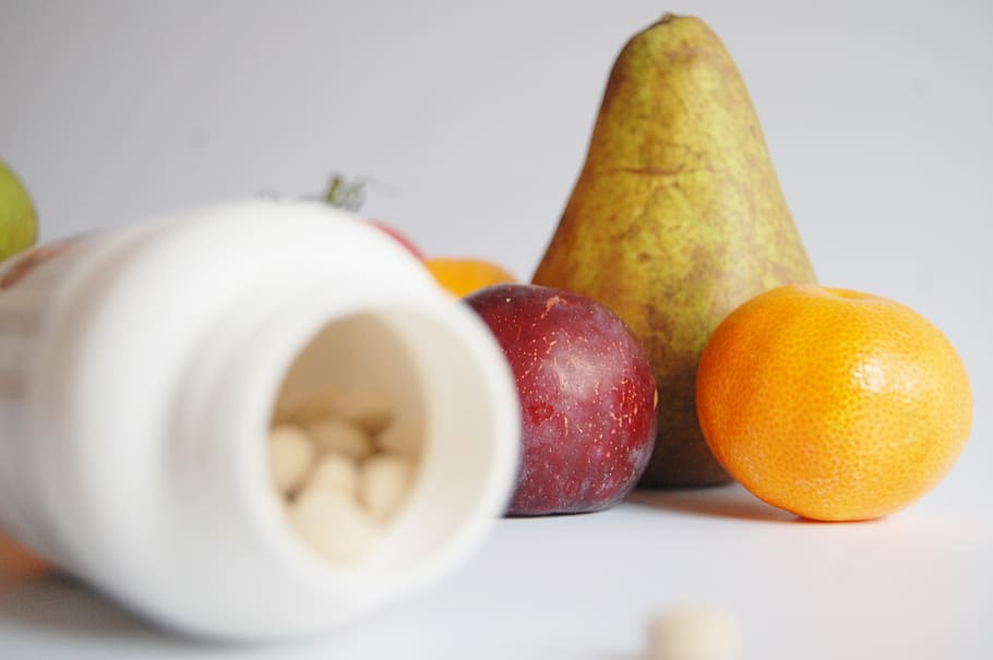 close-up photo, assorted, fruits, health, cure, vitamins, tablets, the disease, pharmacy, the pill