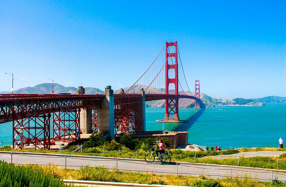 golden gate, bridge, sf, california, landmark, city, suspension, tower, transportation, red