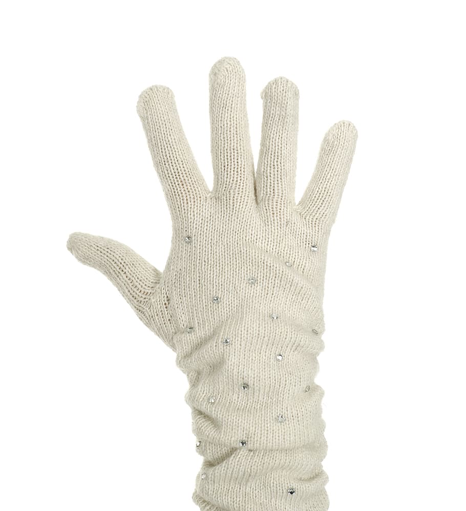 5, 手袋, エル, 指, msn文字, 概念, 白い基金, スタジオ, 写真, 冬