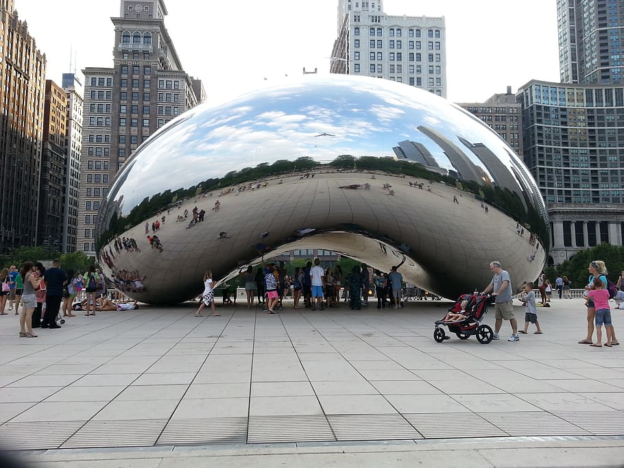 frijol de chicago, chicago, illinois, centro de la ciudad, arquitectura, arte moderno, reflexión, espejo, estructura construida, exterior del edificio