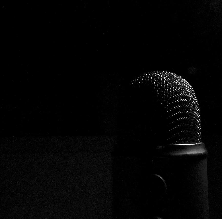 hitam, mikrofon kondensor, latar belakang, mikrofon, gelap, audio, mikro, rekaman, suara, rekaman suara