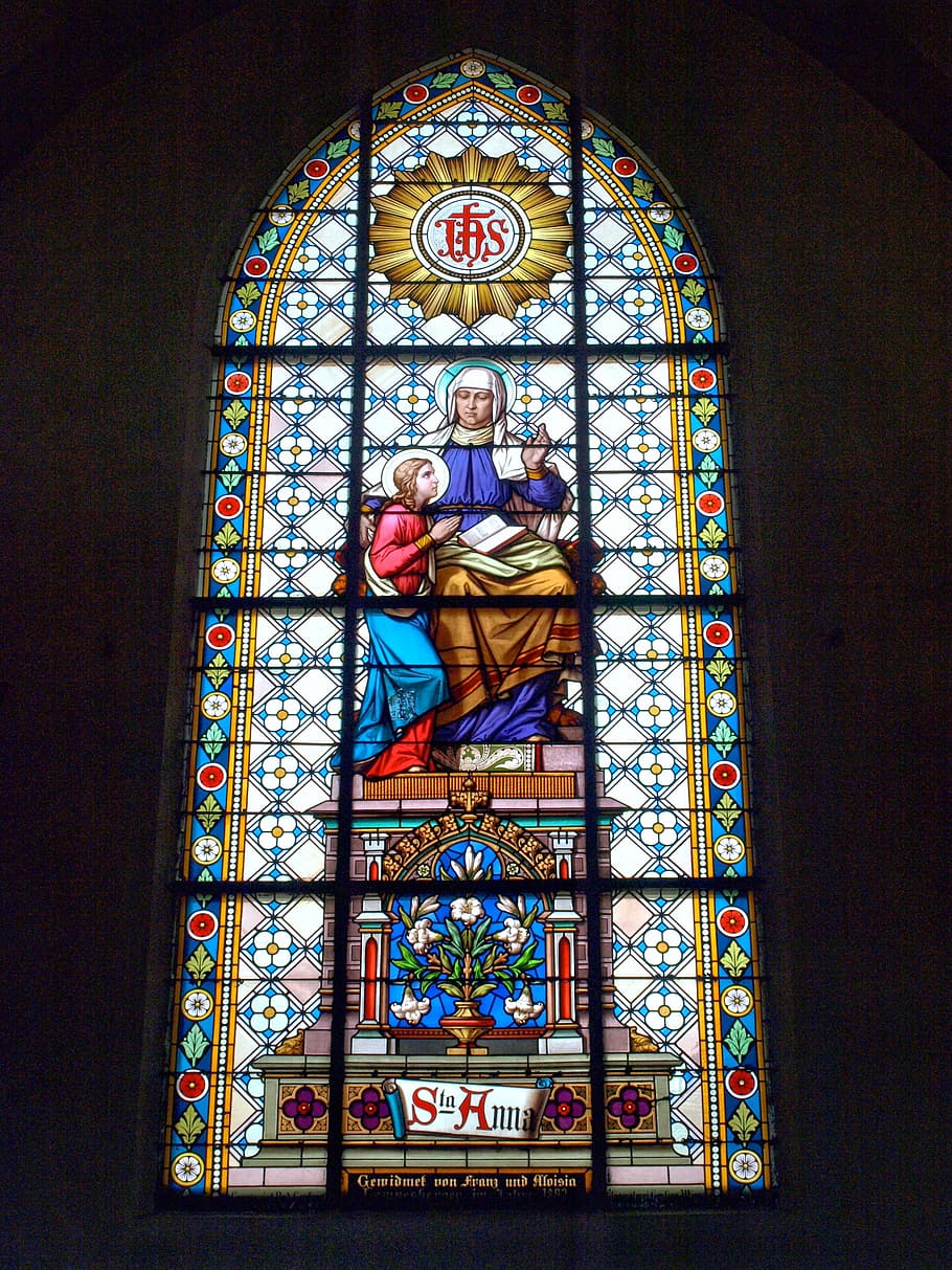 ybbsitz, hl johannes, stained glass, window, church, interior, decor, color, religion, belief