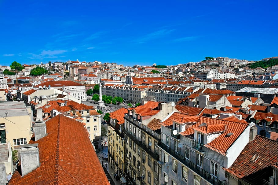 lisbon, portugal, old town, historically, lisboa, capital, view, houses facades, lower town, upper town