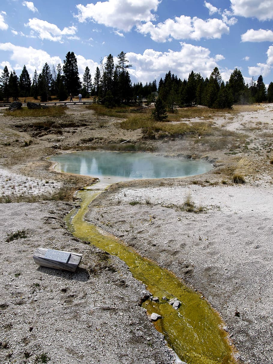 geothermal, pond, yellowstone national park, wyoming, usa, landscape, scenery, tourist attraction, erosion, nature