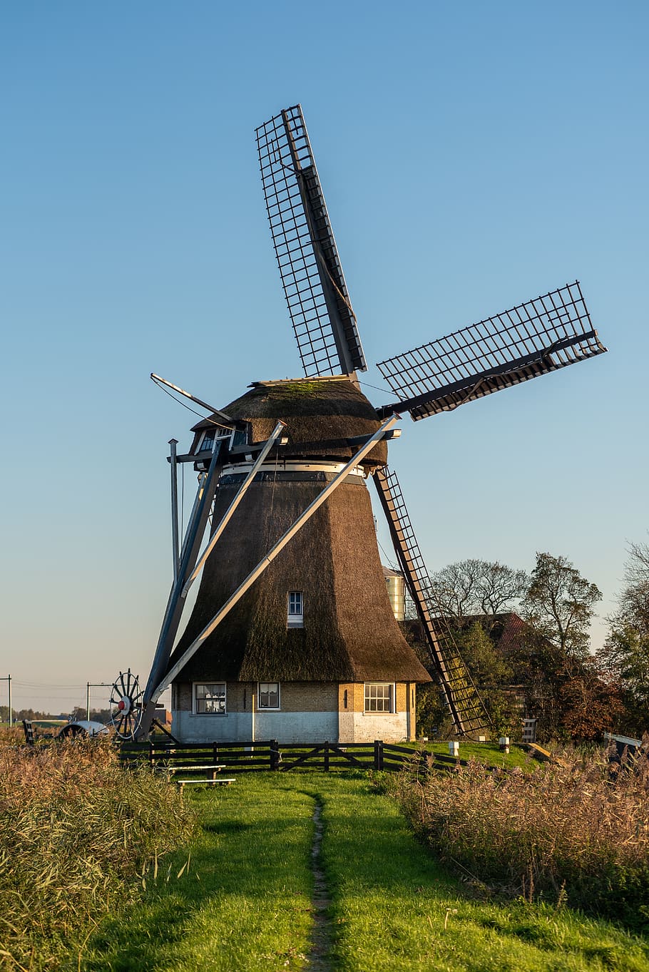 windmill, fryslân, friesland, landscape, nature, historic building, historical, landmark, building, old