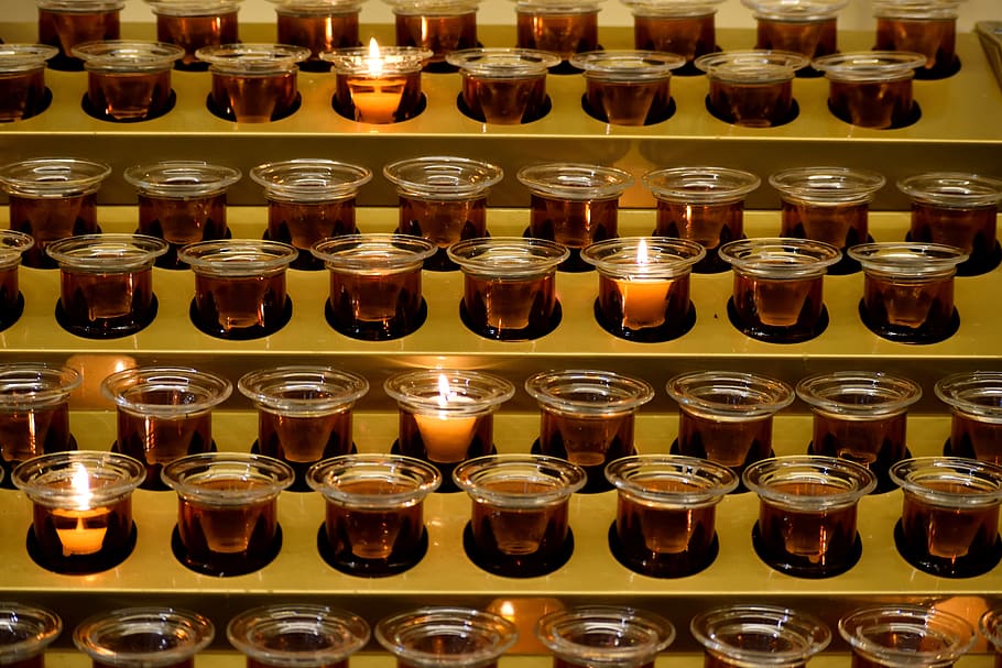 votive candles, spiritual, holy, flame, votive, fire, light, prayer, religion, church