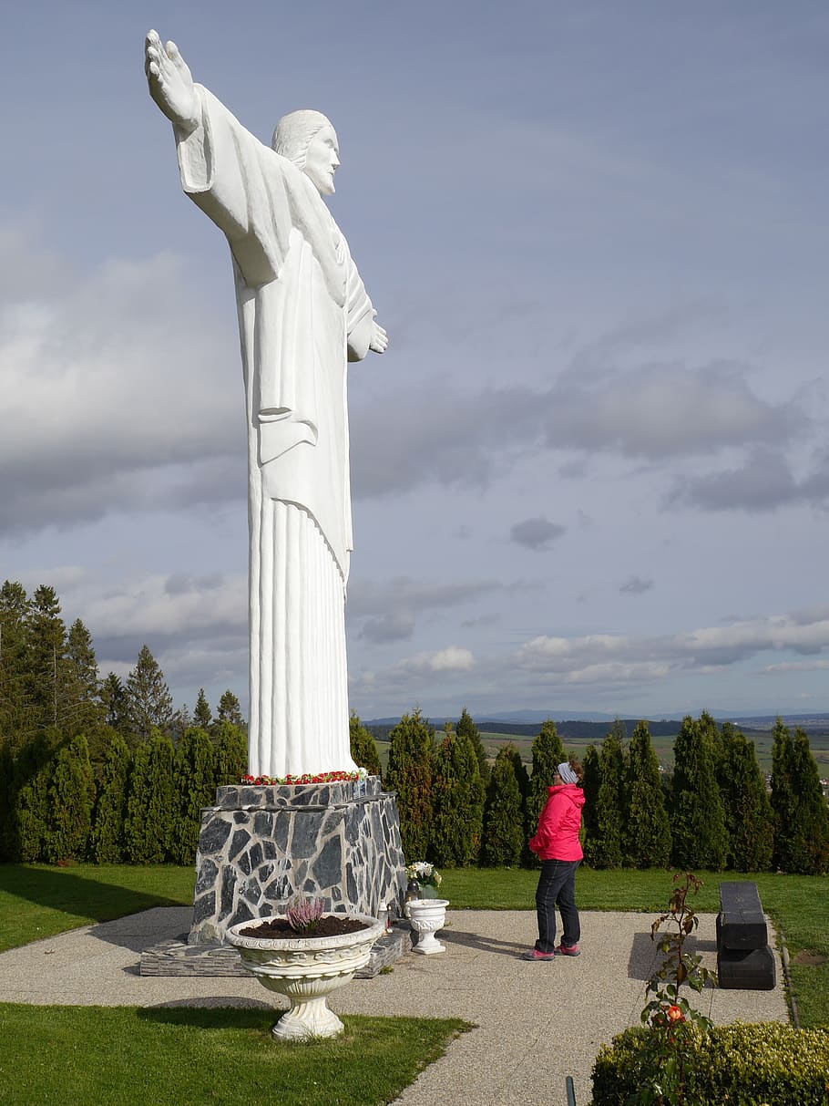 the statue of, jesus, country, nature, religion, christianity, catholic, wedge, orava, slovakia