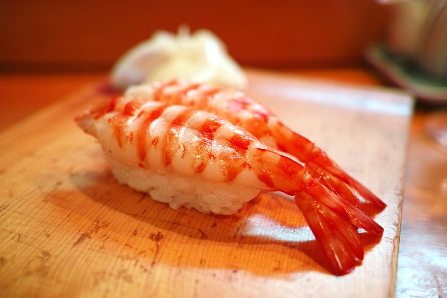 food, sushi, shrimp, tiger prawn, restaurant, cuisine, japanese food, japan food, gourmet, food and drink