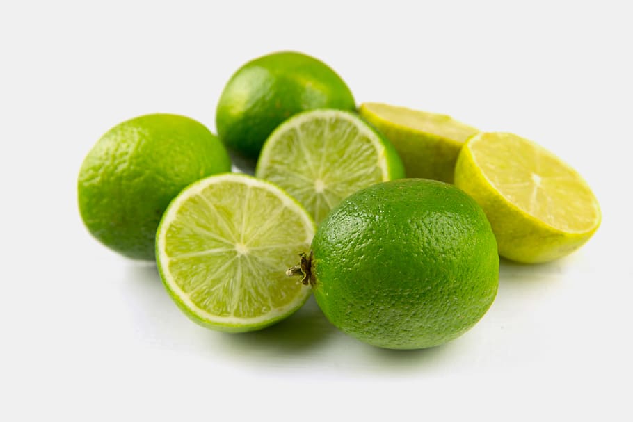 lime fruits, sitting, plain, white, background, captured, canon 6, 6d, Fresh, lime