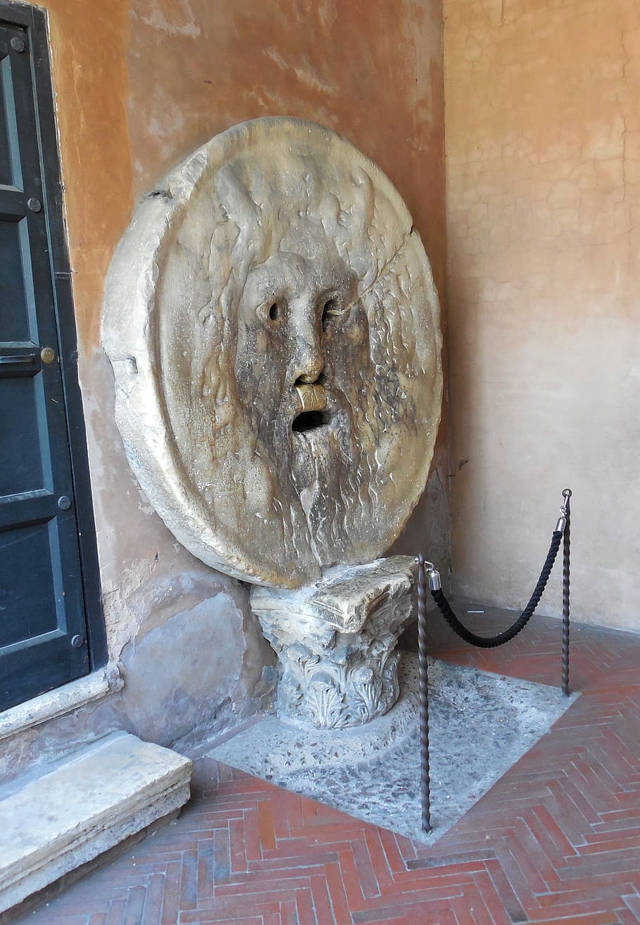boccha della verita, Roma, Della, Verita, boca da verdade, porta, ninguém, arquitetura, escultura, antiga