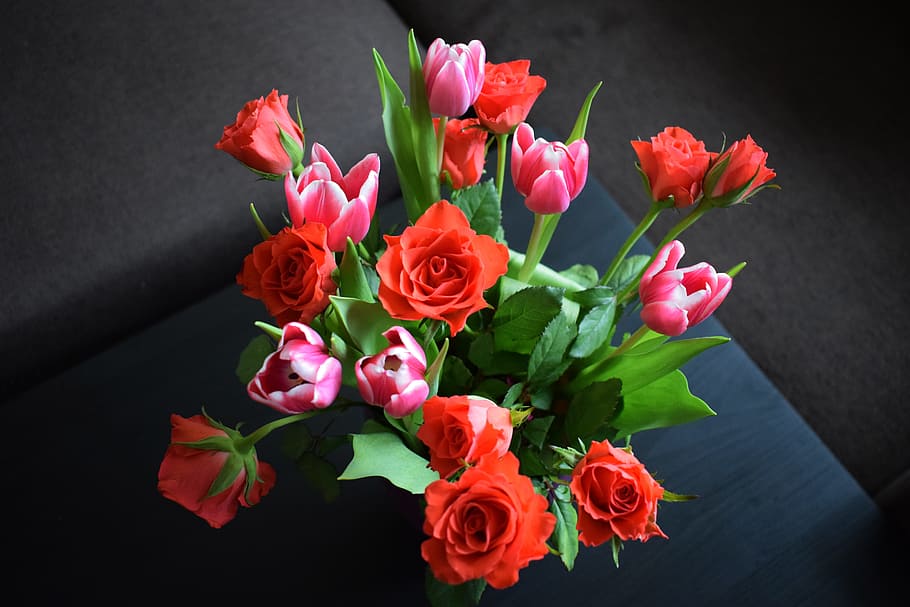 flores, ramo, rosa, tulipán, naturaleza, oportunidad, cumpleaños, día del nombre, día de la madre, día de la abuela