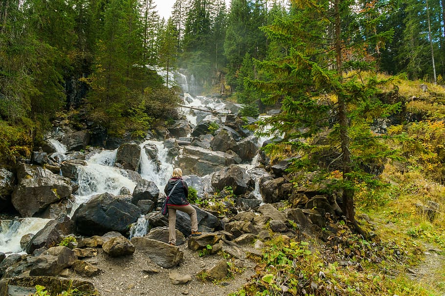 kleinwalsertal, waterfall, melköde, alpe, stones, water, allgäu, high mountains, alpine, schwarzwassertal