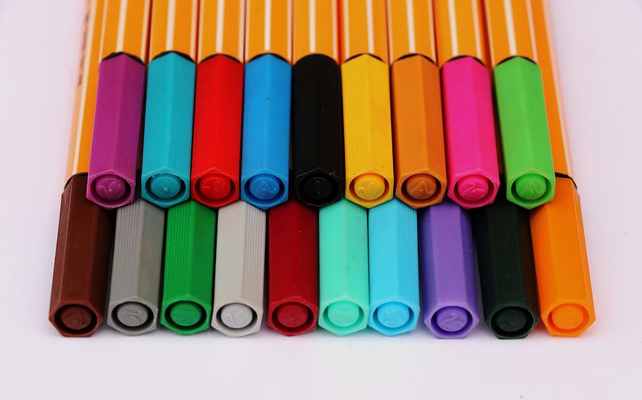 Colored Pencils, Colorful, Paint, color, art, painter, painting, leave, felt tip pens, pens