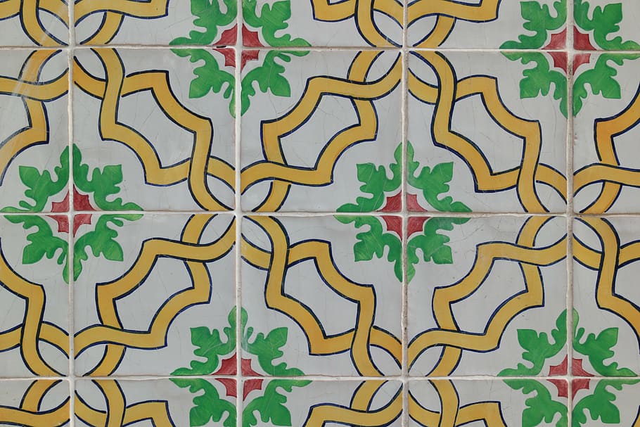 portugal, ceramic tiles, wall, covering, regular, pattern, multi colored, abstract, full frame, indoors