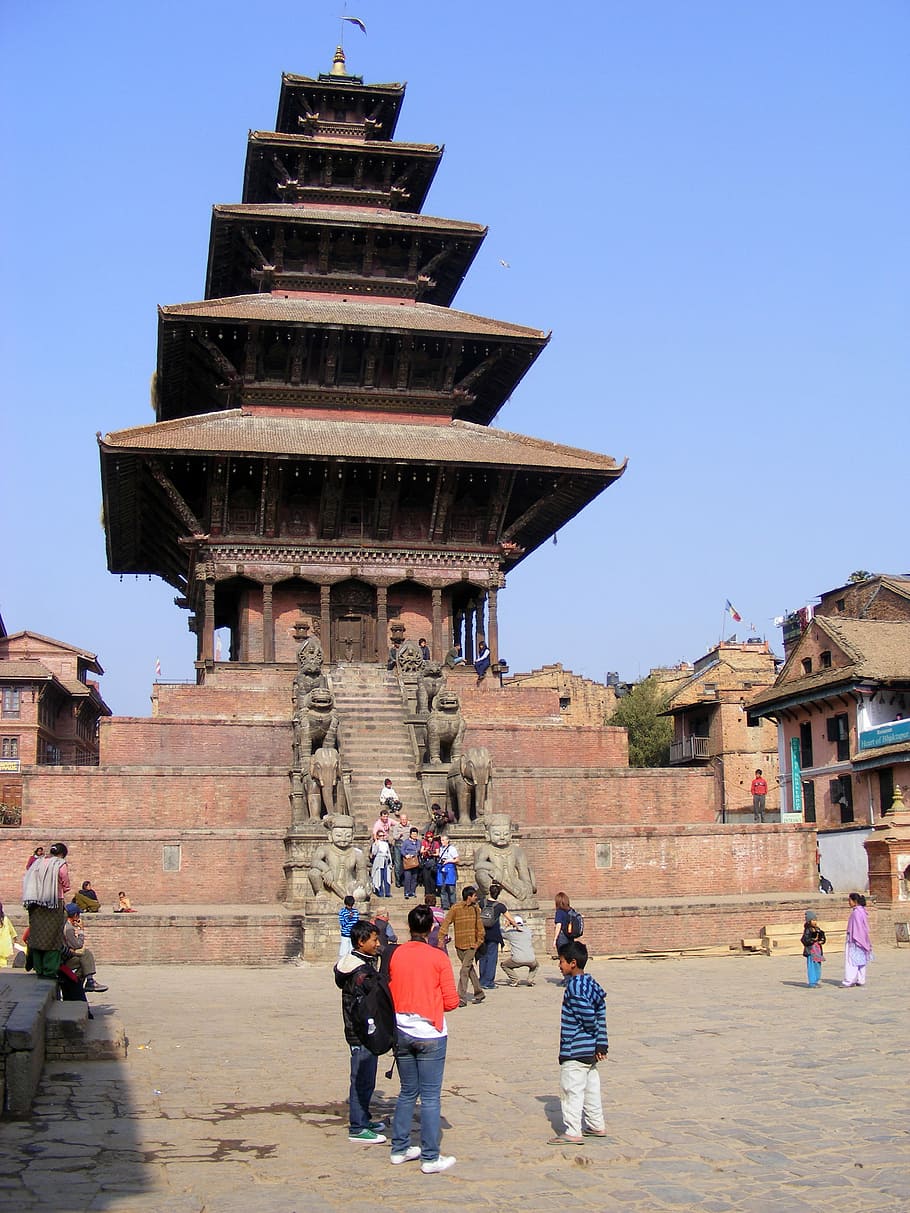 Templo de Nyatapola, Bhaktapur, Nepal, fotos, domínio público, religião, adoração, Ásia, arquitetura, culturas