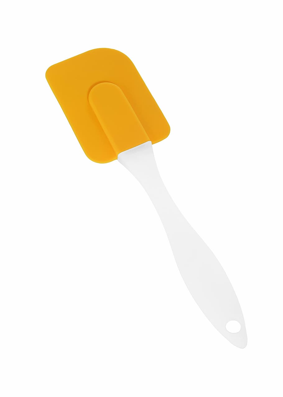 kitchen accessories, blade, silicone, white background, studio shot, indoors, cut out, yellow, single object, close-up
