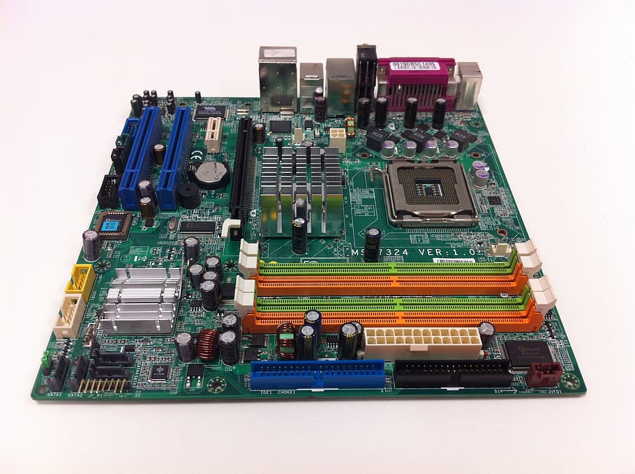 green computer motherboard, motherboard, pcb, computer, circuit board, electronics industry, computer chip, technology, equipment, industry