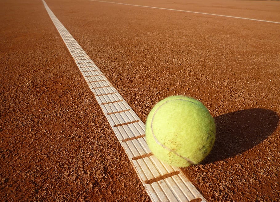 bola tenis, lapangan tenis, tenis, kuning, bola, olahraga, olahraga bola, garis, garis batas, di luar